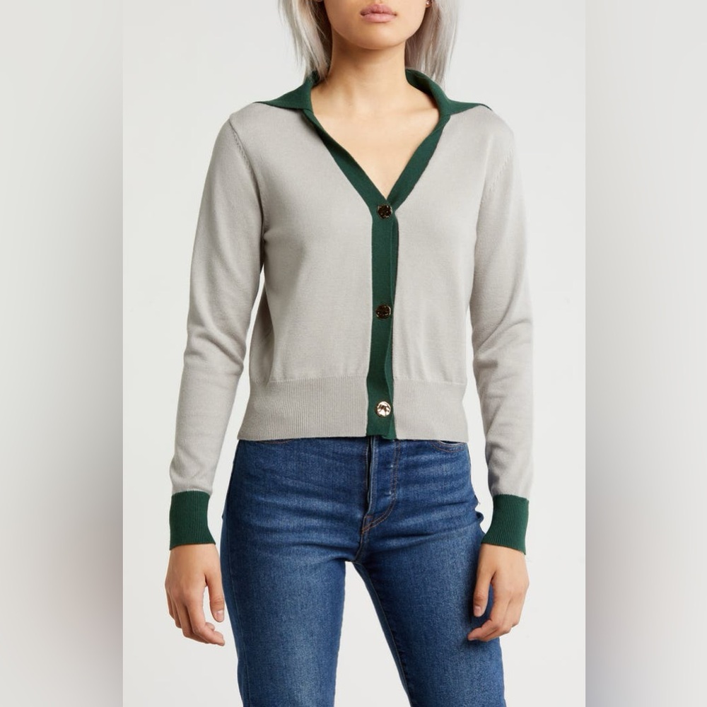 AREA STARS Trina BF Knit Button-Up Sweater, NWT
